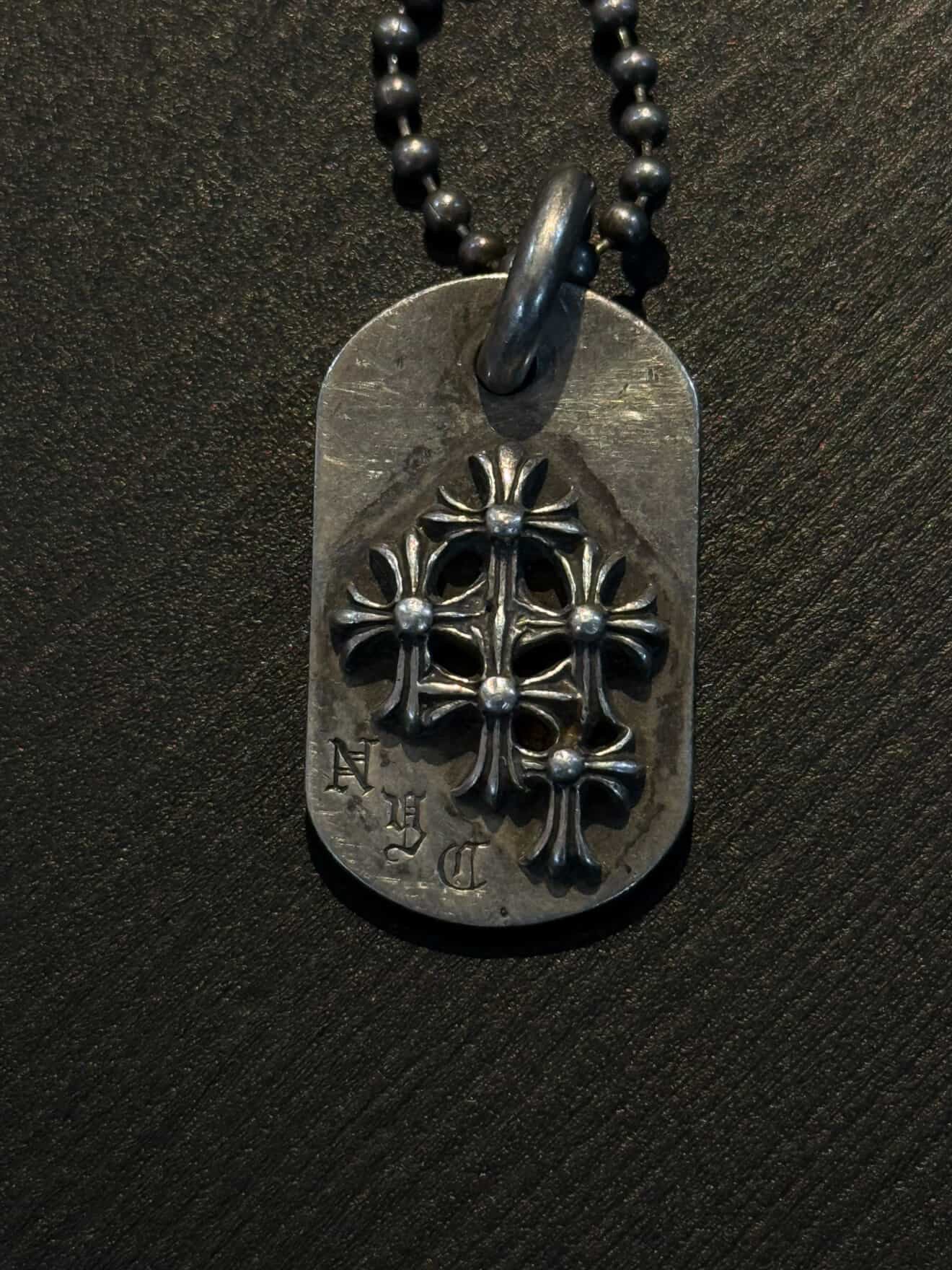 Chrome Hearts ‘NYC’ Cemetery Dog Tag Necklace with Ballchain