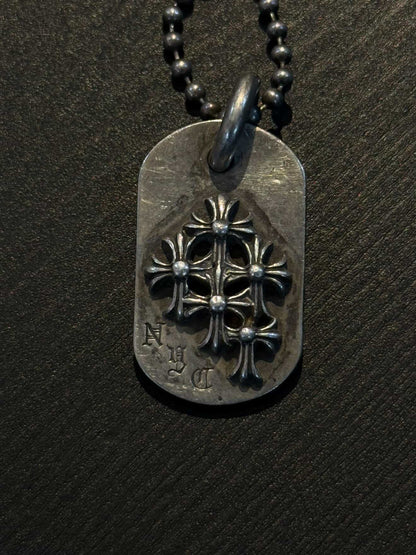 Chrome Hearts ‘NYC’ Cemetery Dog Tag Necklace with Ballchain