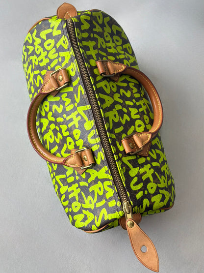 Louis Vuitton x Stephen Sprouse Green Graffiti Speedy 30 Bag
