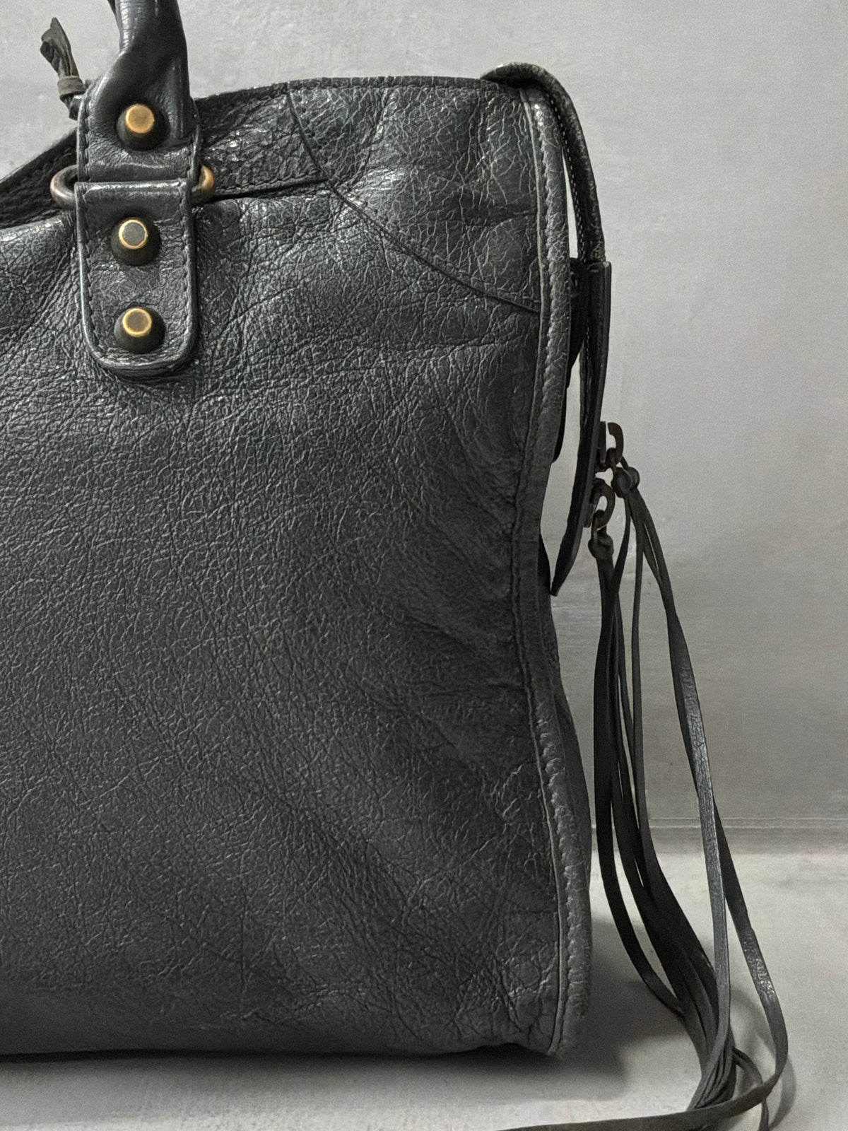 Balenciaga Classic City Gray on Brass Lambskin Bag