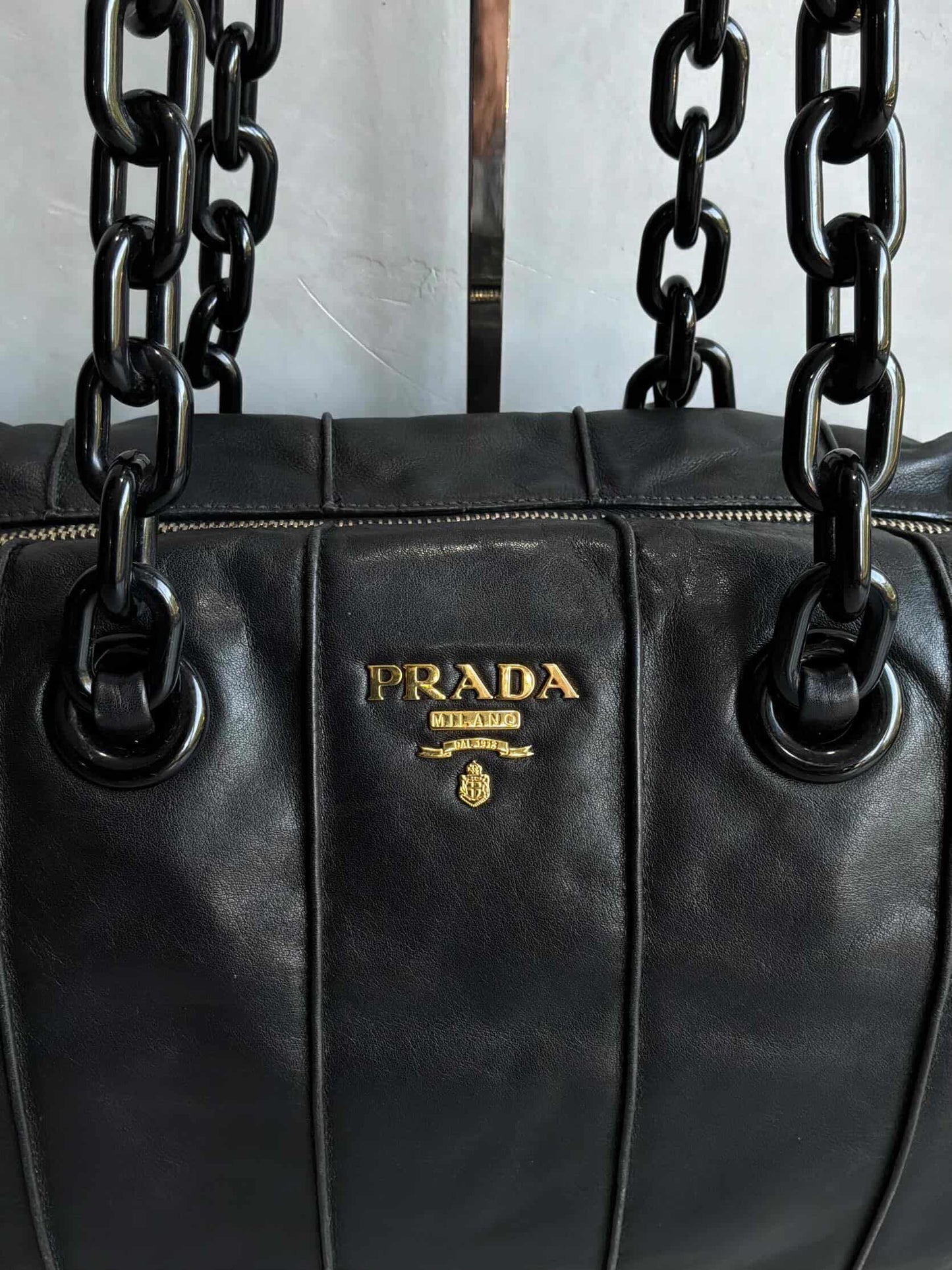Prada Soft Calfskin Big Chain Shoulder Bag
