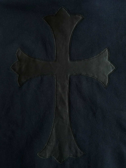 Vintage Chrome Hearts x Big Bang Leather Cross Patch Hoodie