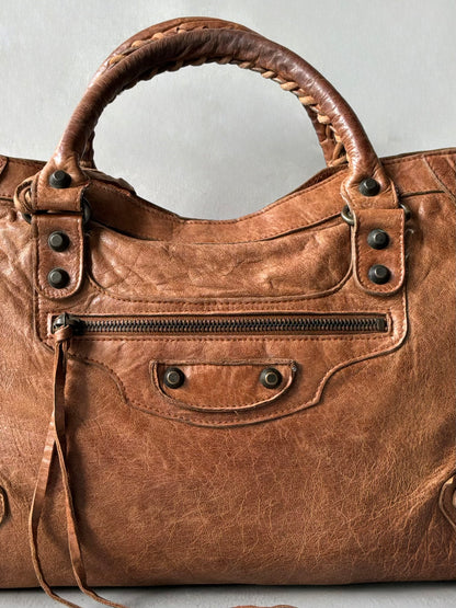 Balenciaga Classic City Rust Brown on Brass Lambskin Bag