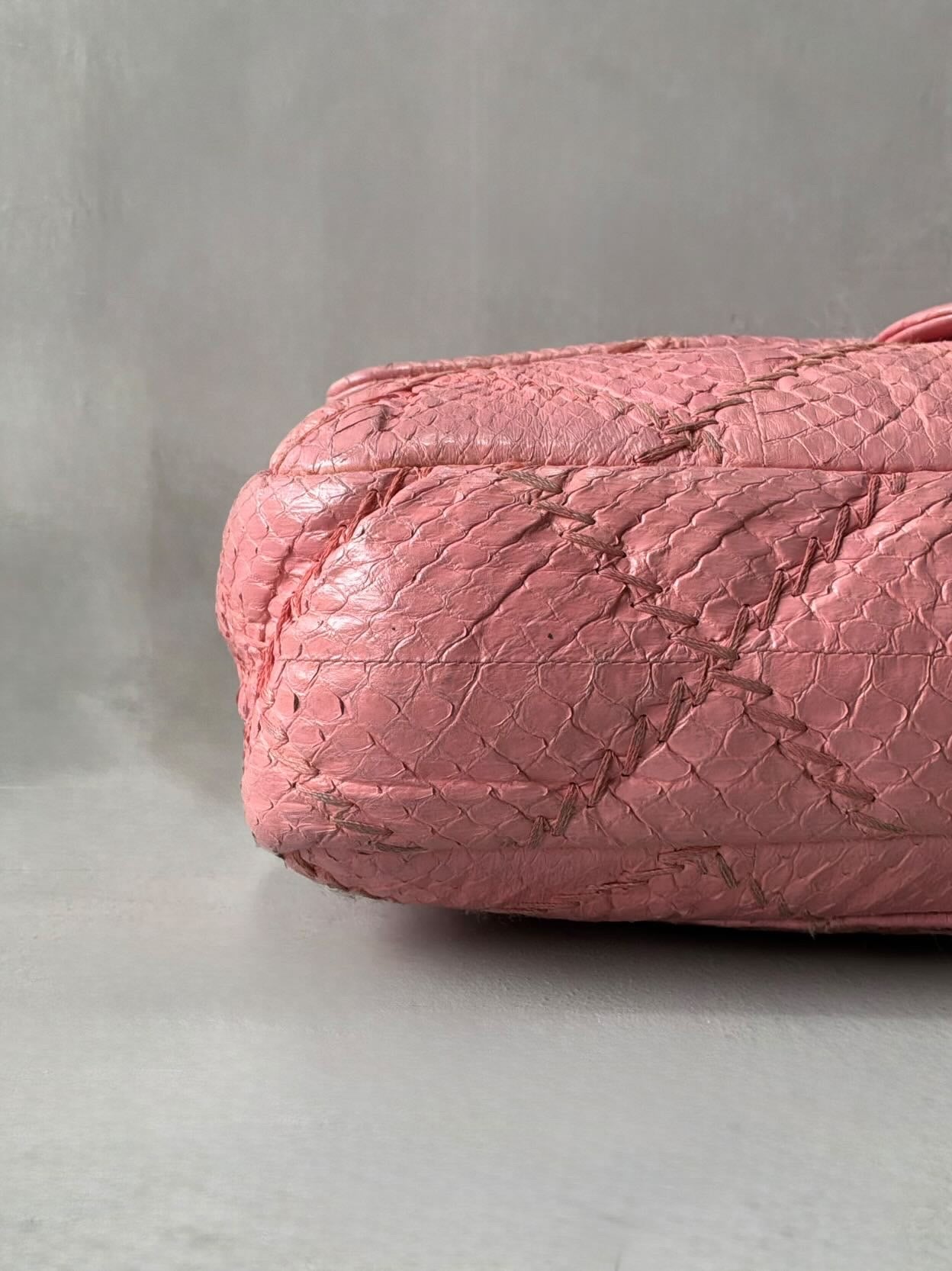 Chanel Python Skin Pink Flap Bag