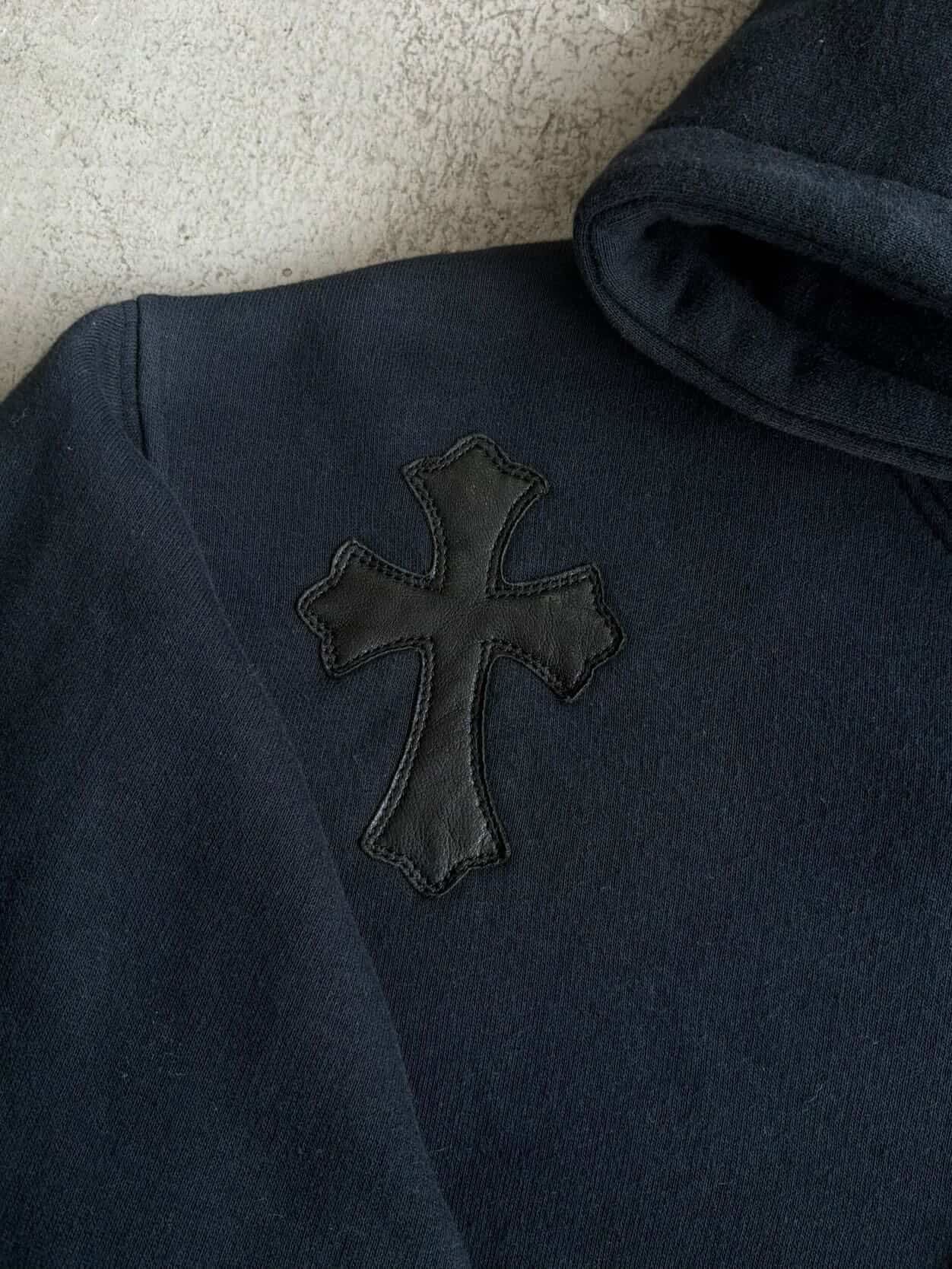 Vintage Chrome Hearts x Big Bang Leather Cross Patch Hoodie