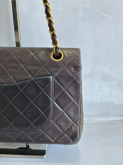 Chanel Classic Meduim Double Flap Dark Brown Shoulder Bag