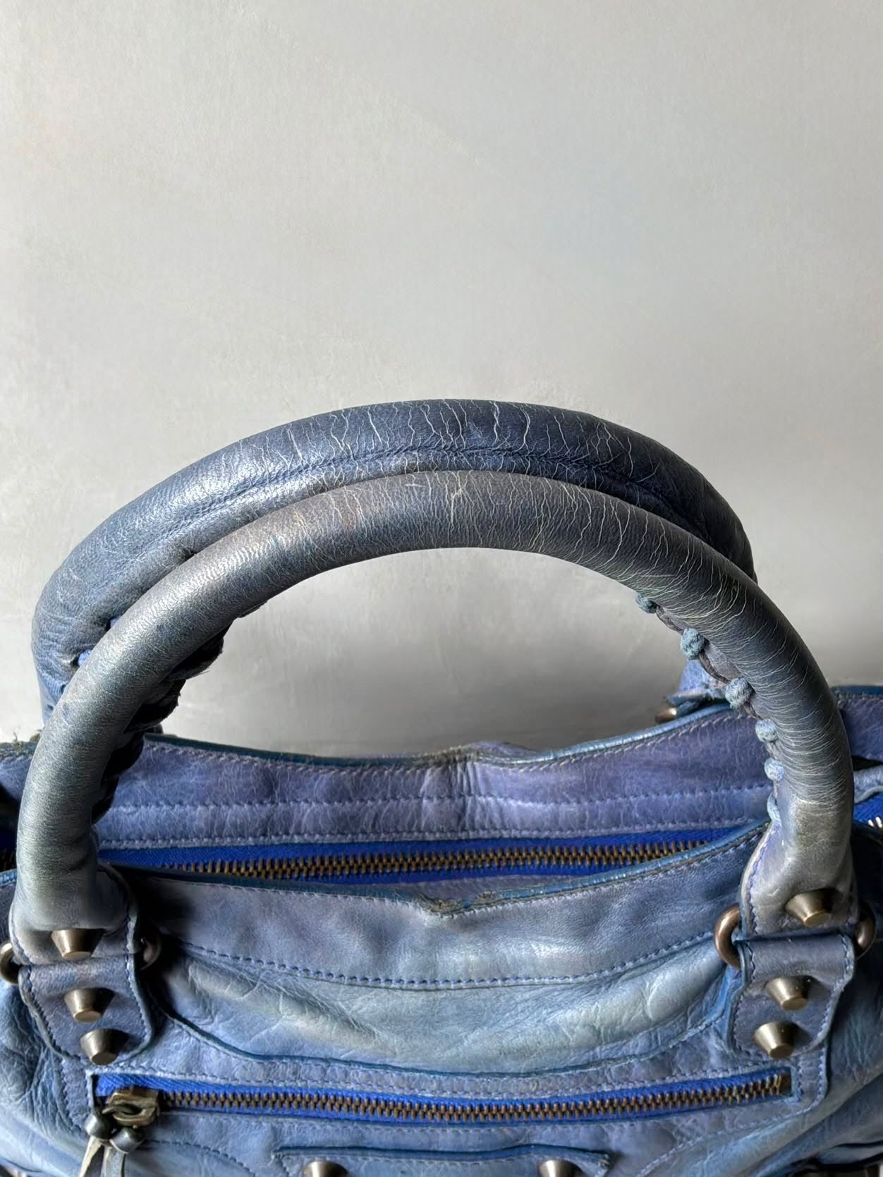 Balenciaga Town Blue Lambskin Bag
