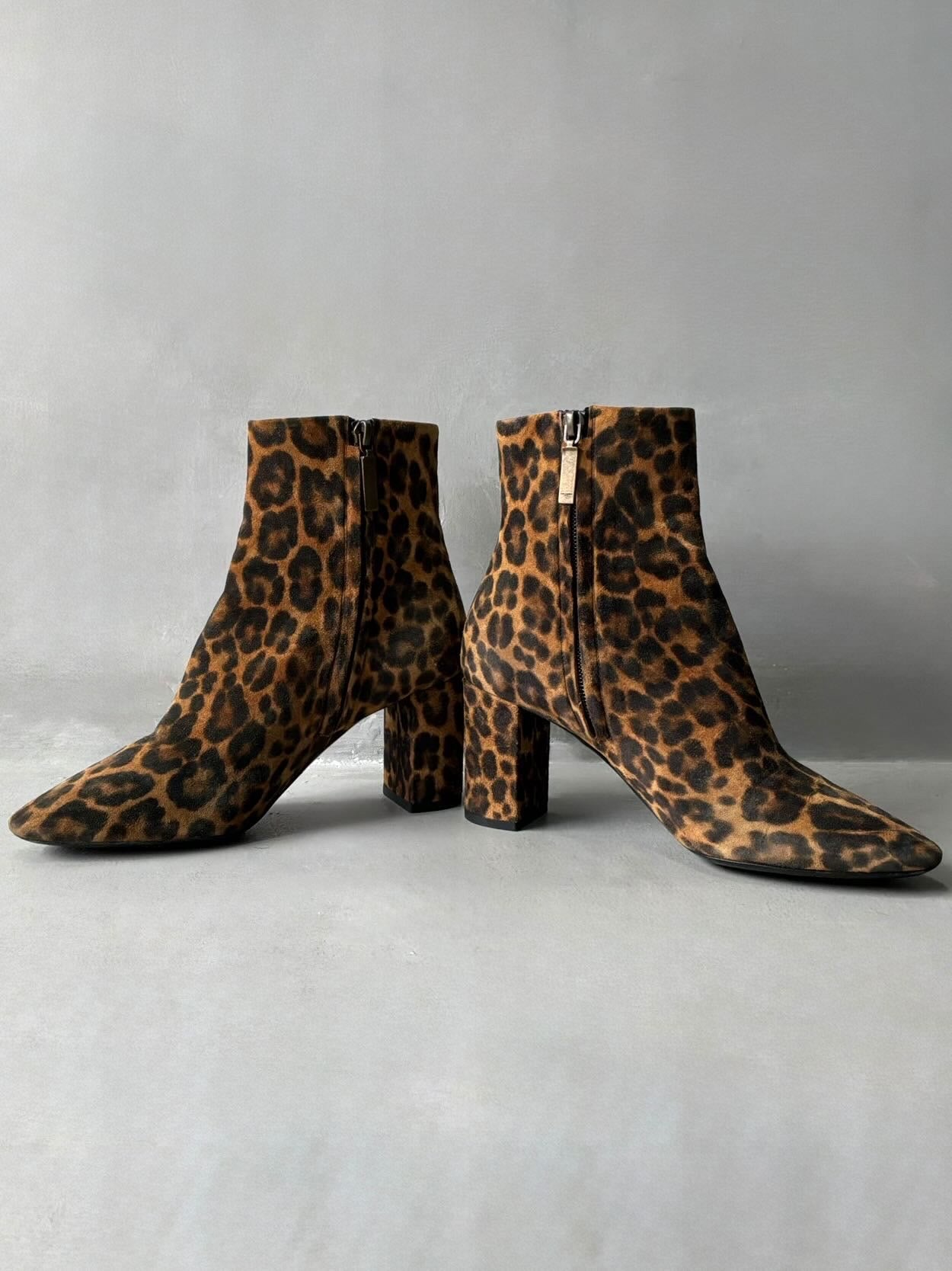 Saint Laurent Paris Suede Lou Leopard Ankle Boot