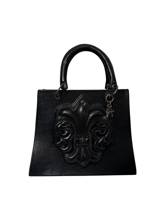 Chrome Hearts 90s Grained Calfskin Fleur De Lis Leather Handbag