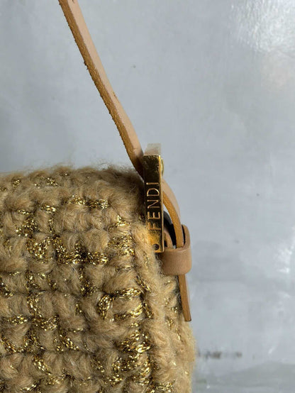 Fendi Woven Crochette Baguette Bag