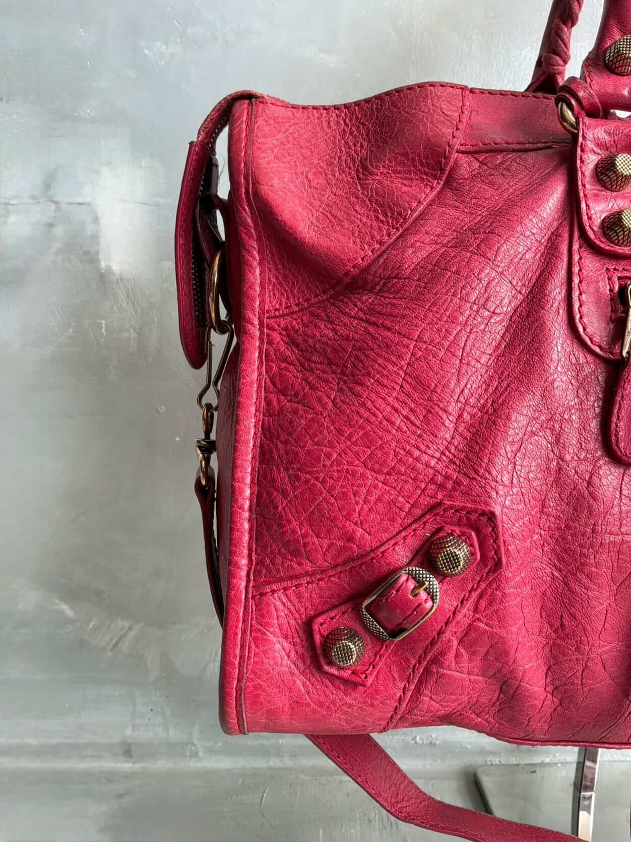 Balenciaga City ‘Part Time’ Red Lambskin Shoulder Bag