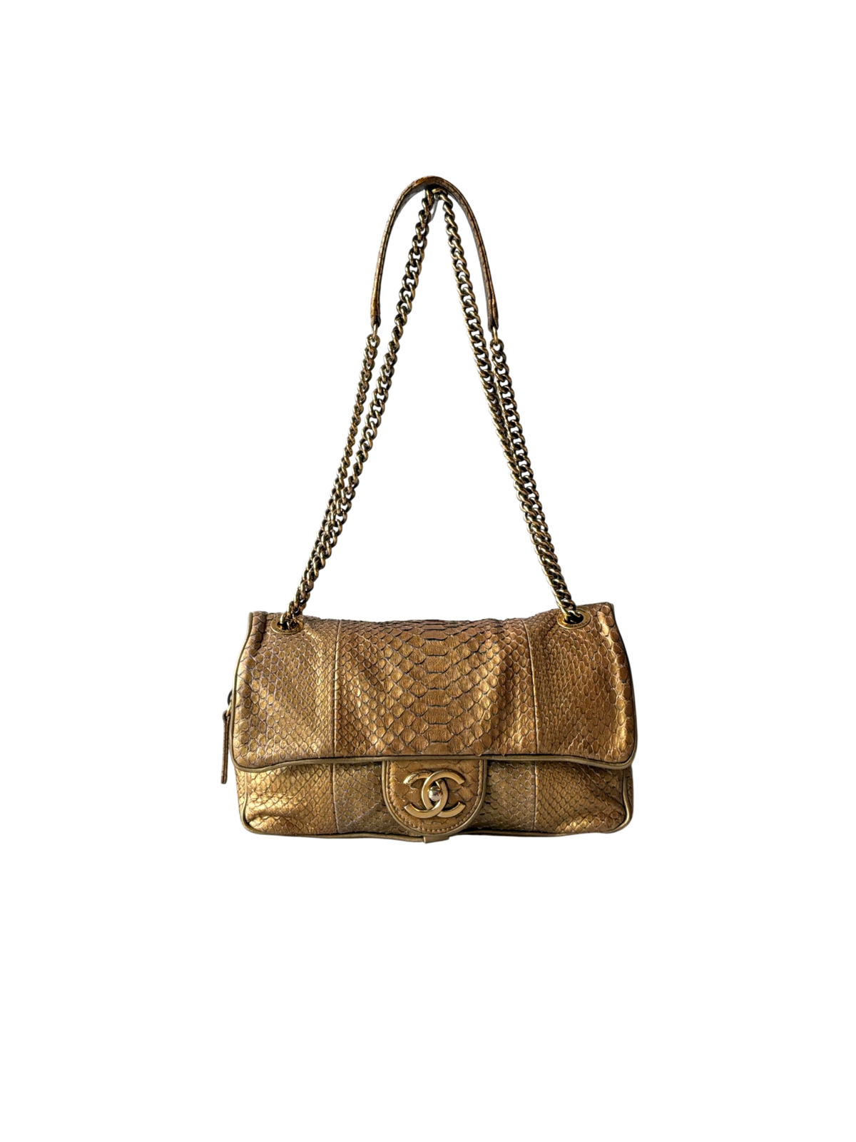 Chanel Gold Python Shiva Flap Bag