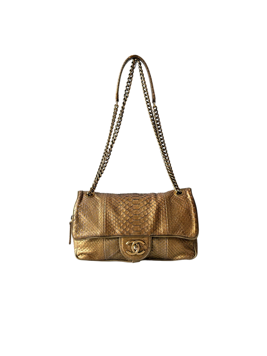 Chanel Gold Python Shiva Flap Bag