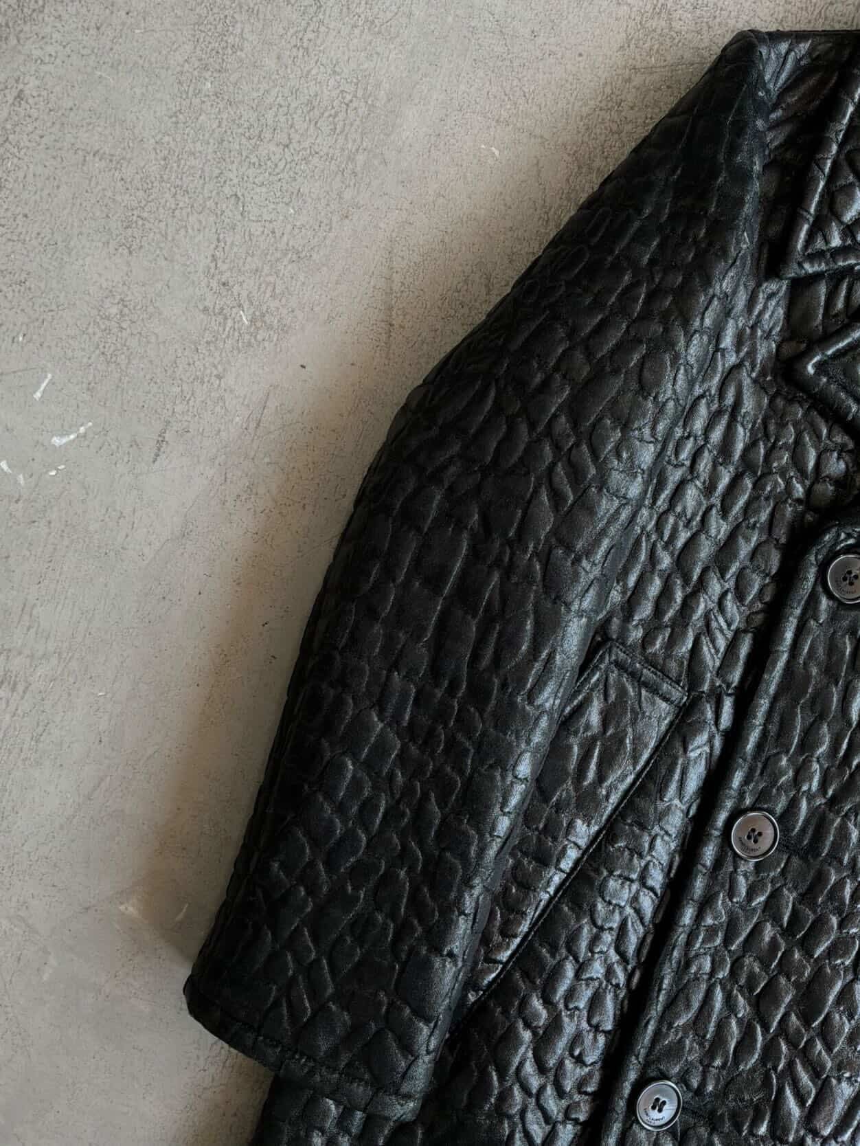 Saint Laurent Paris Crocodile Embossed Double Breasted Coat