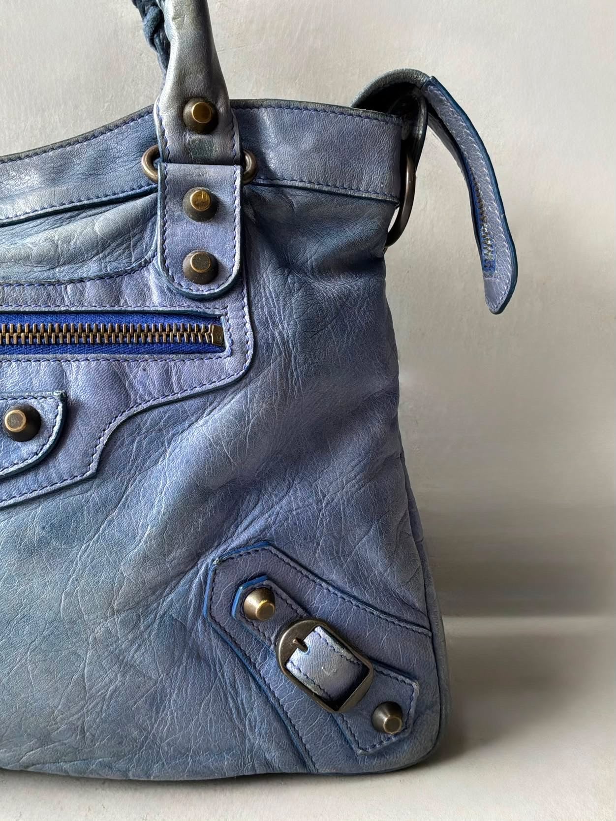Balenciaga Town Blue Lambskin Bag