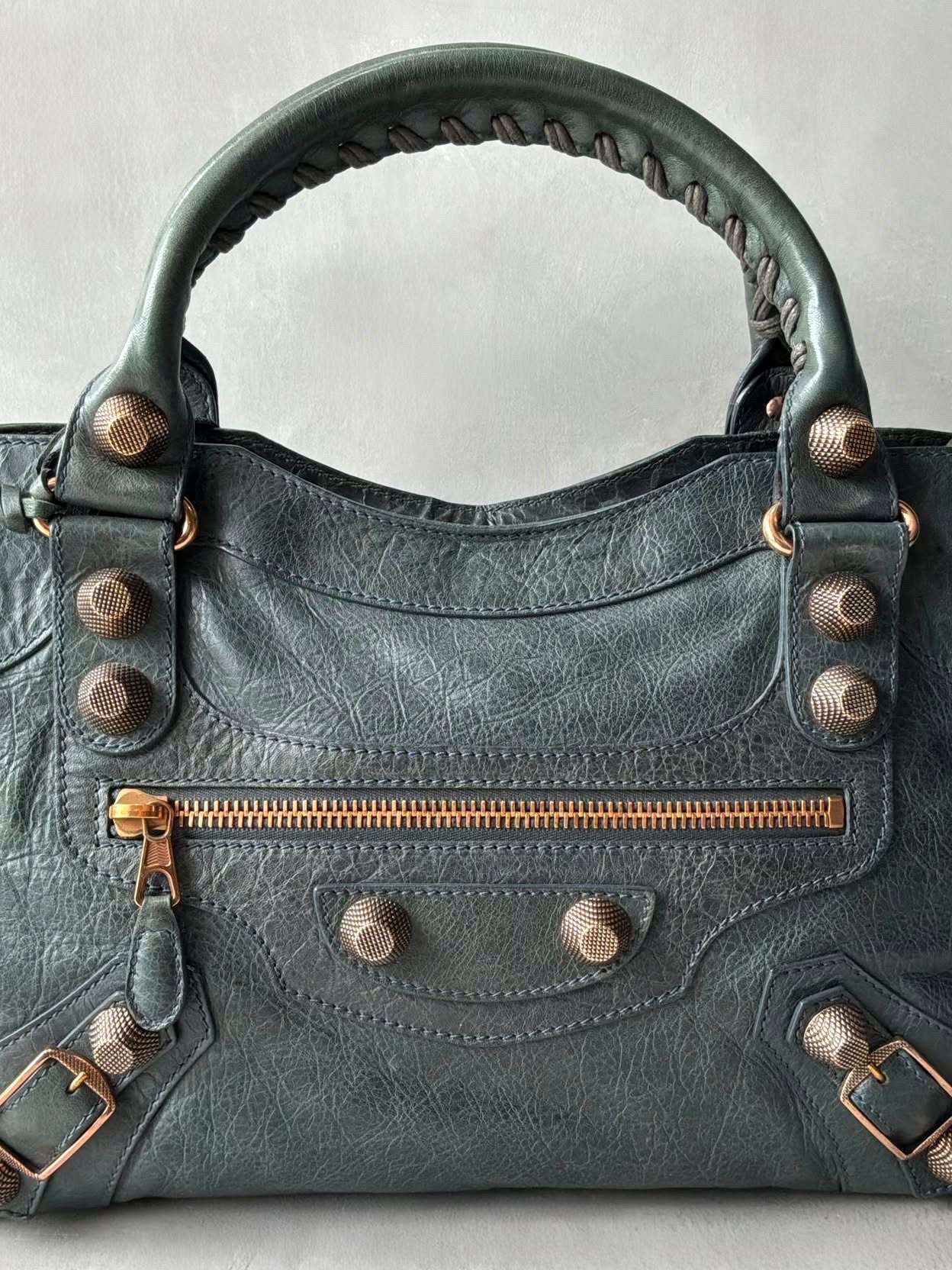 Balenciaga City Giant 21 Dark Green Lamb Skin Bag