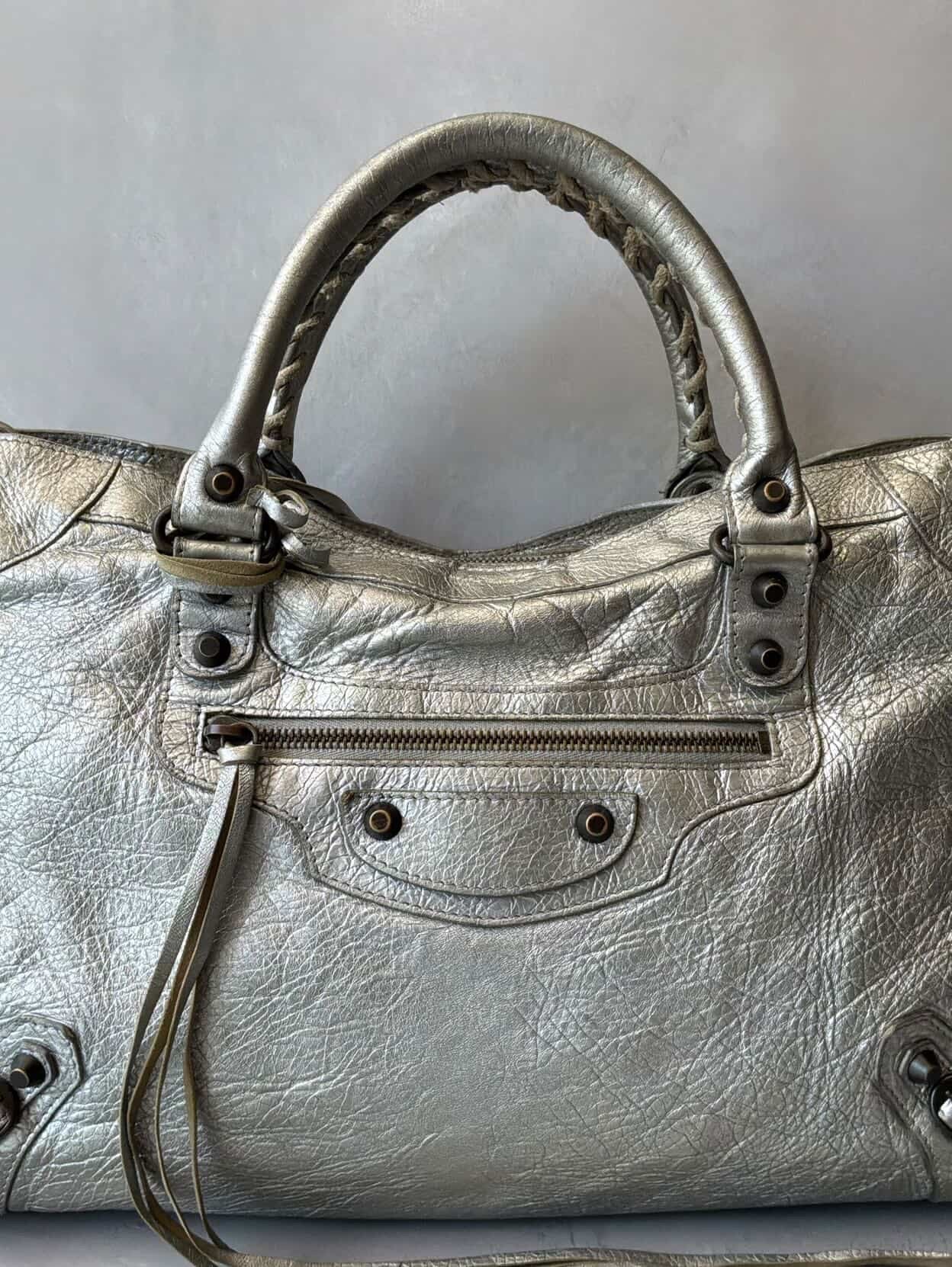 Balenciaga Classic City Metallic Silver Lambskin Bag