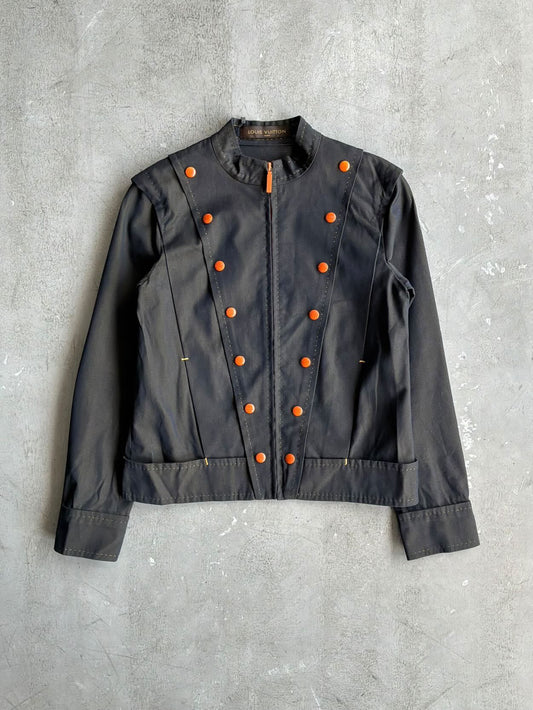 Womens Louis Vuitton Satin Orange Button Jacket