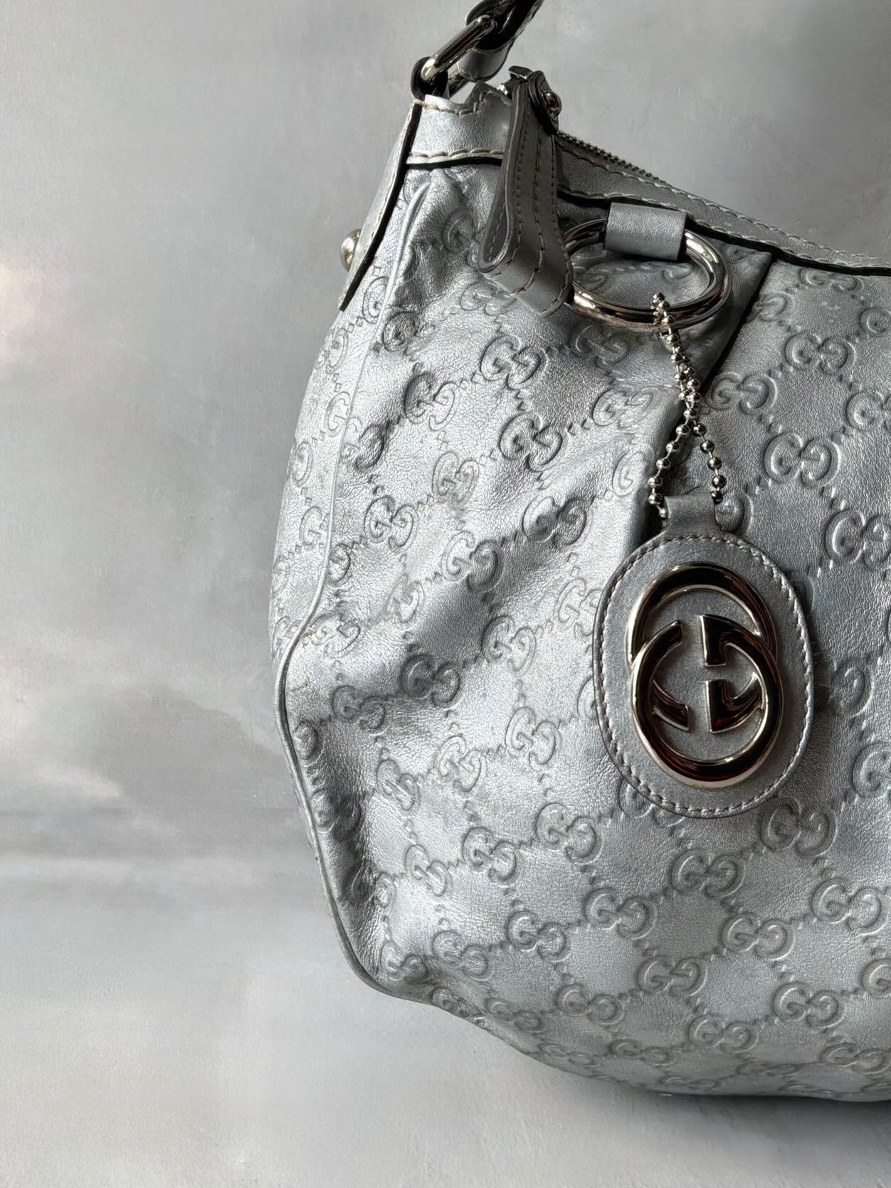 Gucci Monogram Metallic Hobo Bag
