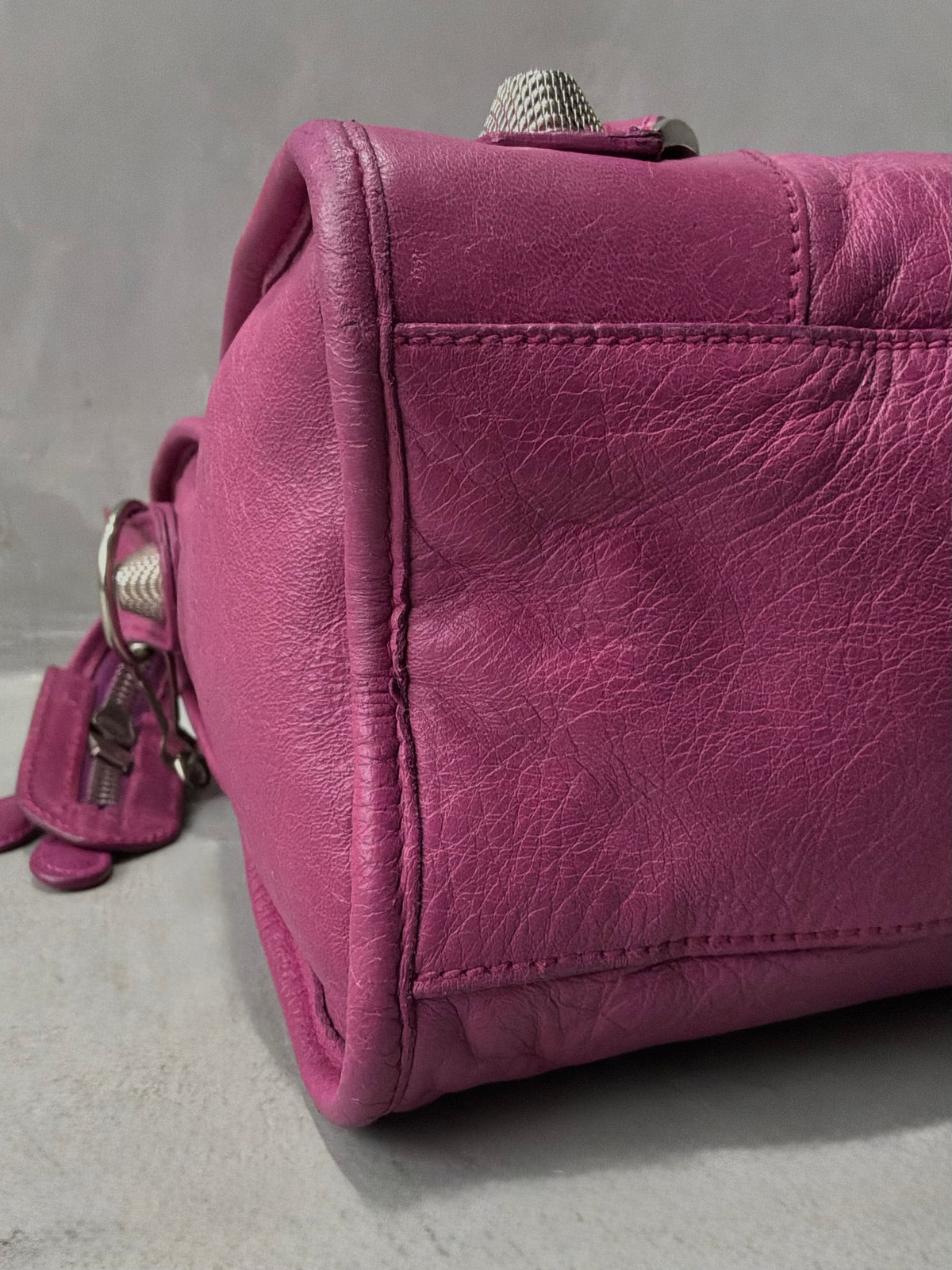 Balenciaga Classic City  Pink on Silver Giant 21 Lambskin Bag
