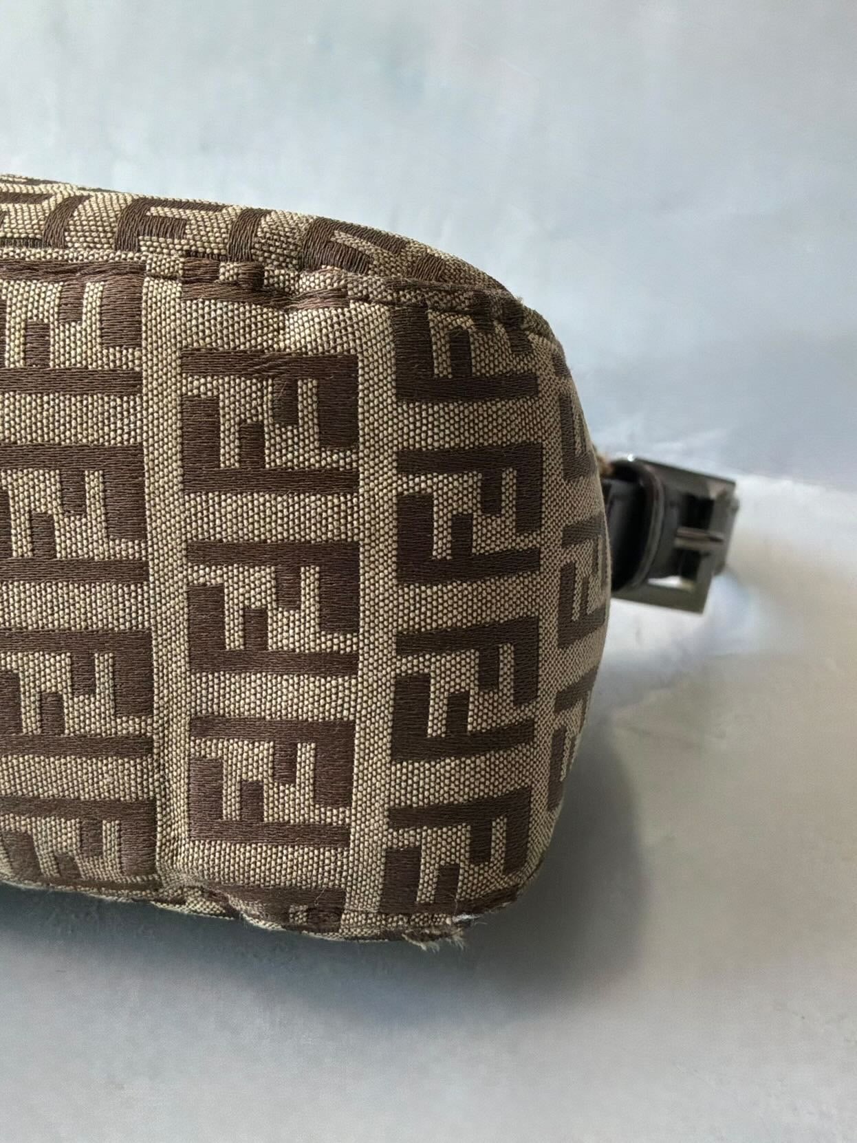 Fendi Zucchino Double Flap Baguette Bag