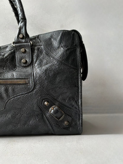 Balenciaga Part Time Black on Brass Lambskin Bag
