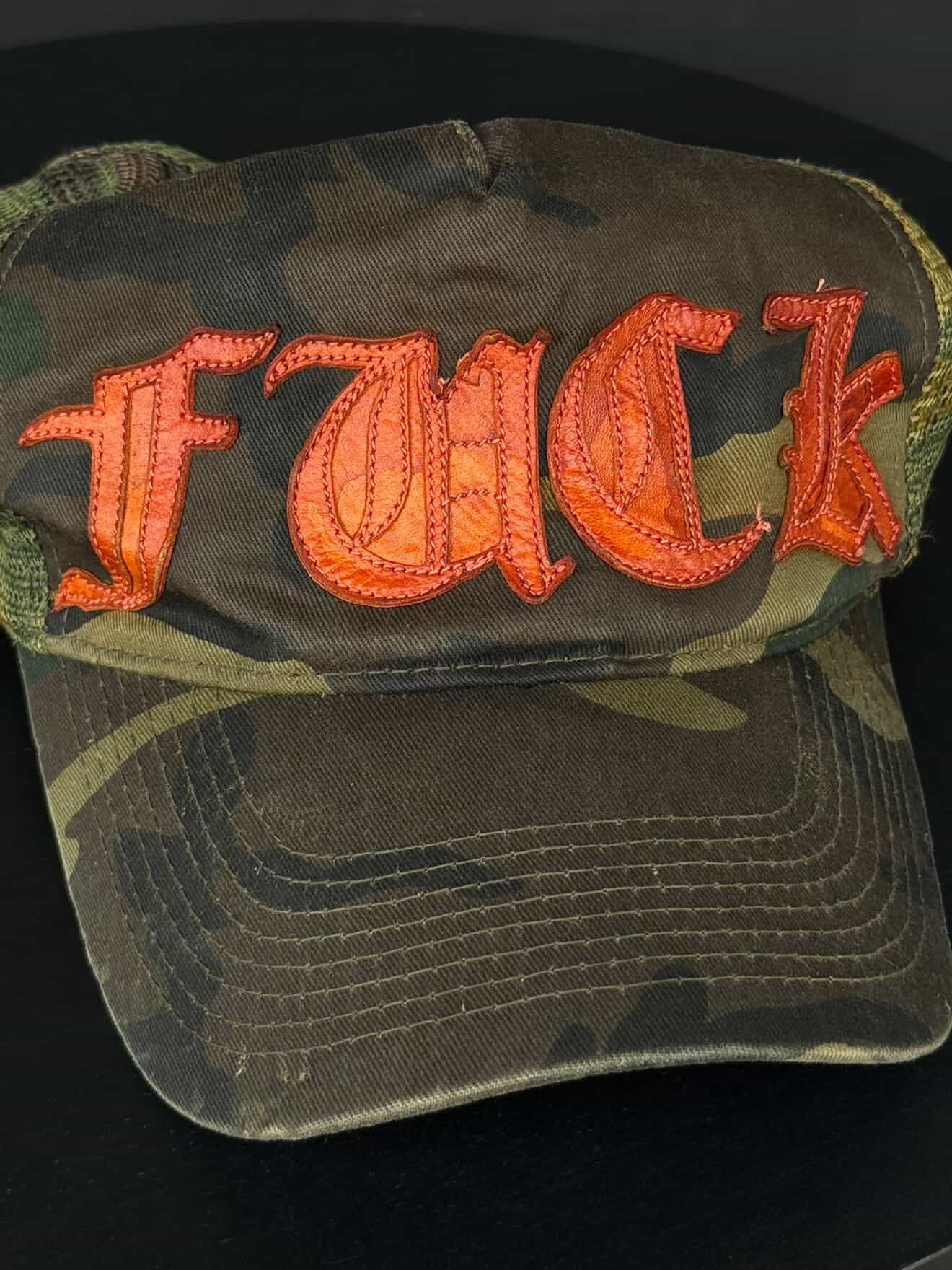 Chrome Hearts Vintage ‘FUCK’ Embroidered Camouflage Trucker Hat
