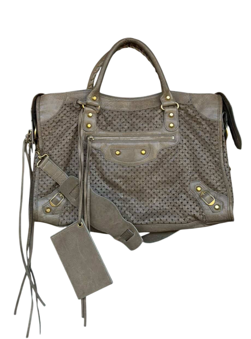 Balenciaga Classic City Perforated Leather Brown