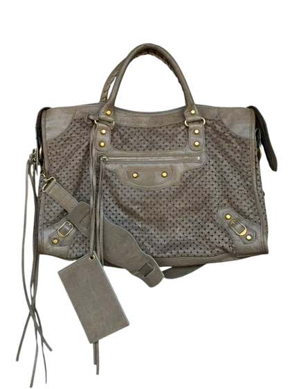 Balenciaga Classic City Perforated Leather Brown