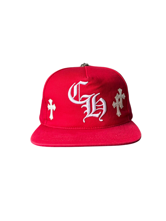 Chrome Hearts Red & White Multipatch Baseball Hat