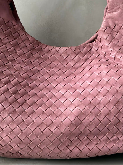Bottega Veneta Pink Campana Intrecciato Hobo Bag