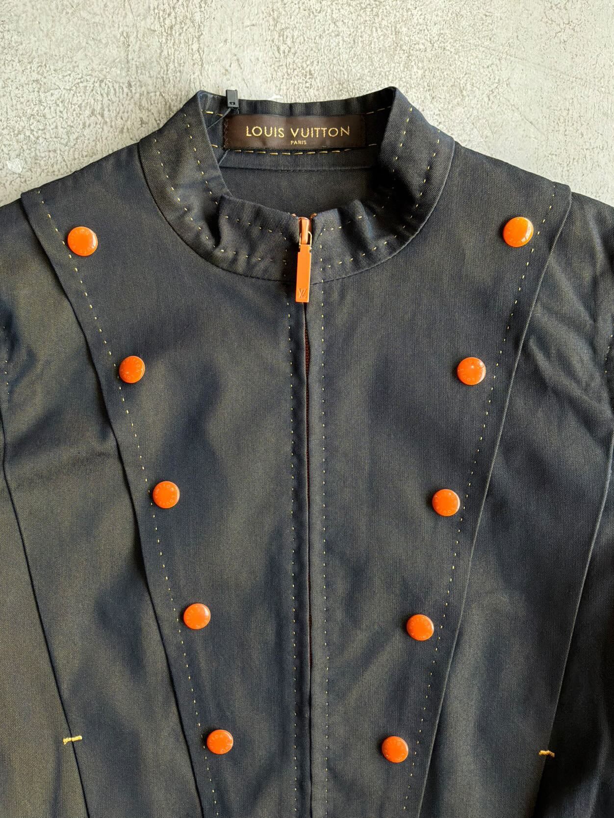 Womens Louis Vuitton Satin Orange Button Jacket