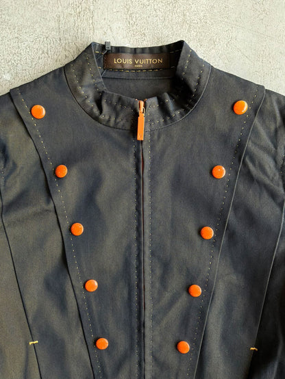 Womens Louis Vuitton Satin Orange Button Jacket
