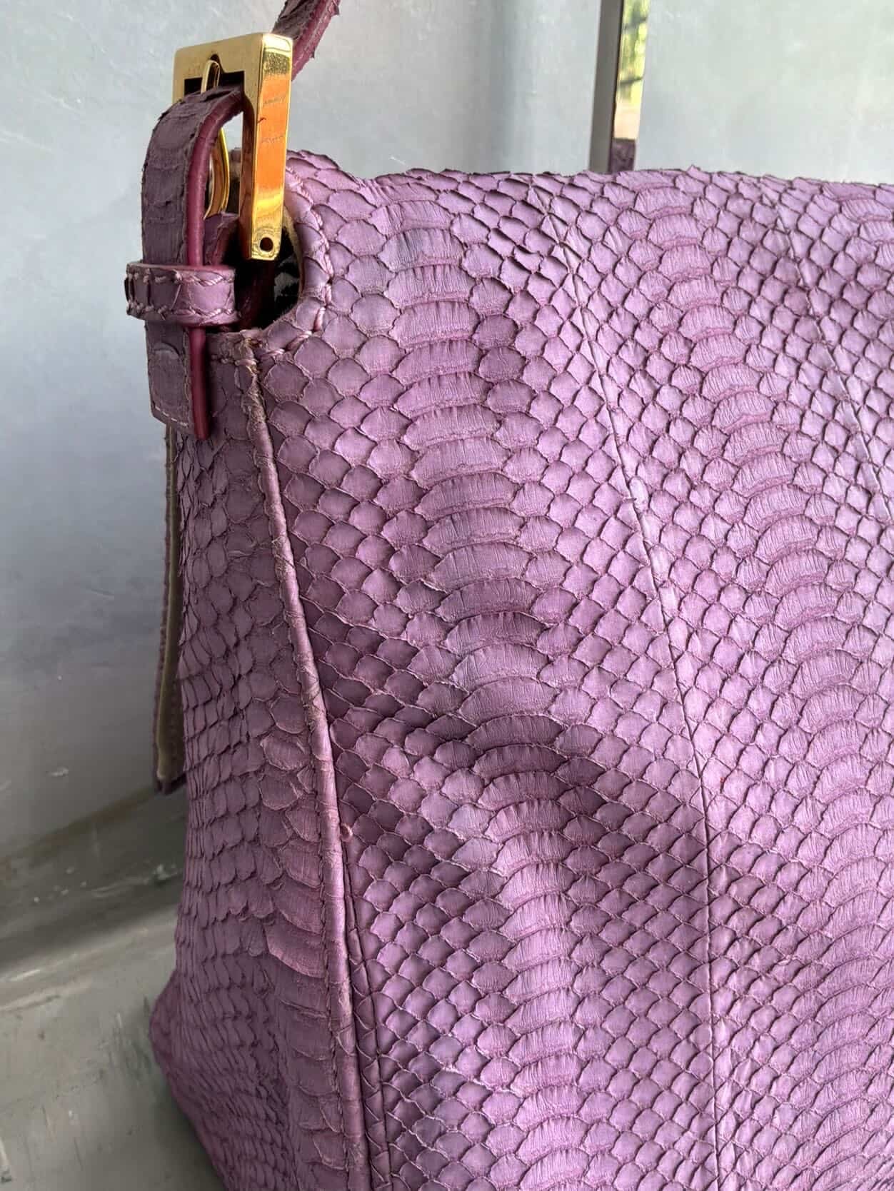 Fendi Python Leather Large Mamma Baguette Bag