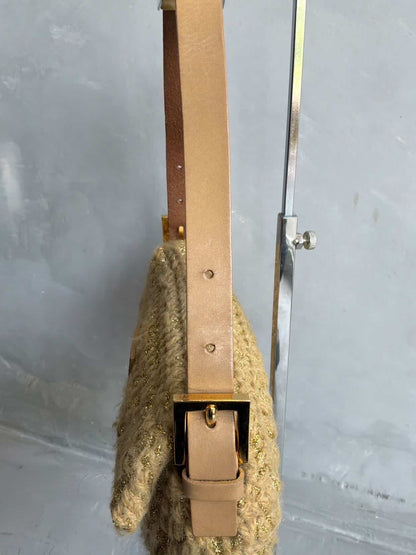 Fendi Woven Crochette Baguette Bag