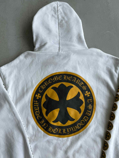 Chrome Hearts White & Yellow Cross Logo Hoodie