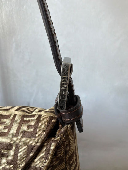 Fendi Zucchino Double Flap Baguette Bag