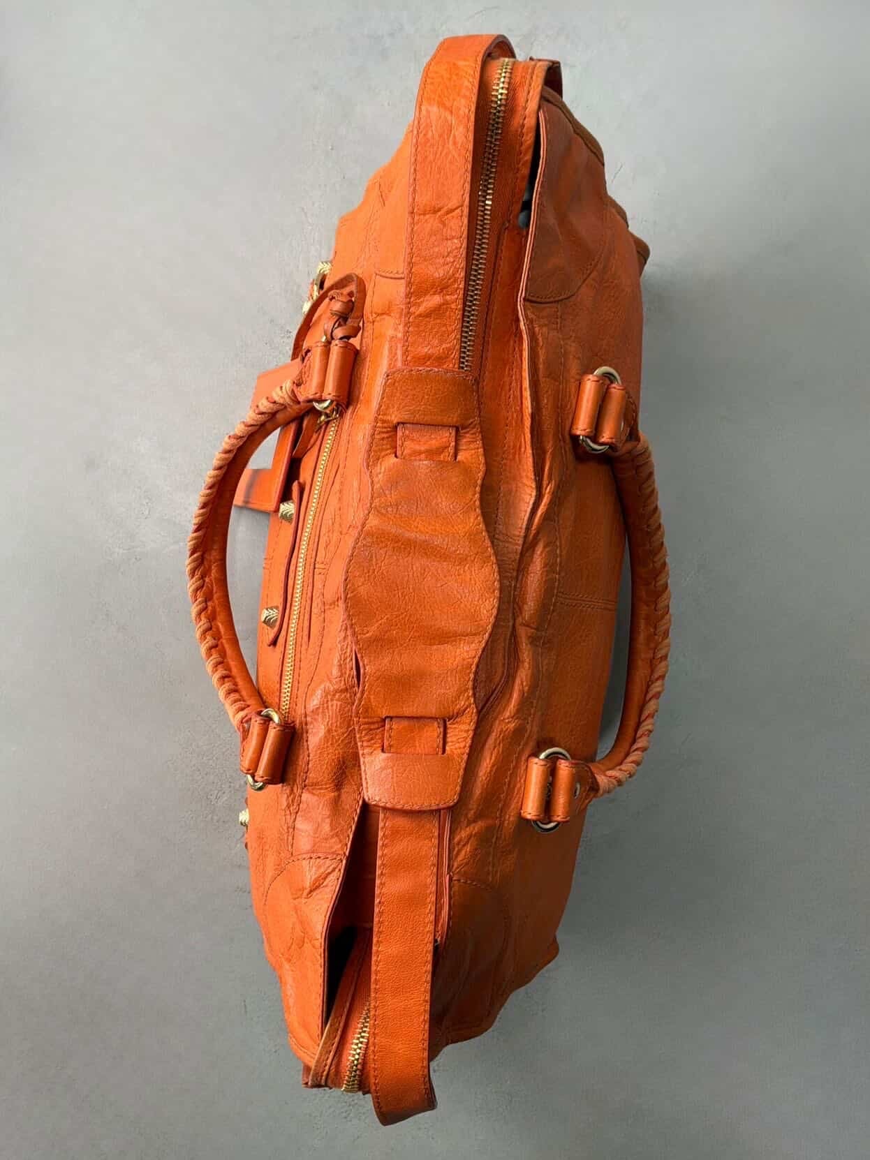 Balenciaga City Part Time Giant 12 Orange Lambskin Bag