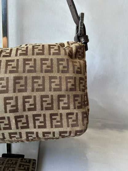 Fendi Zucchino Double Flap Baguette Bag