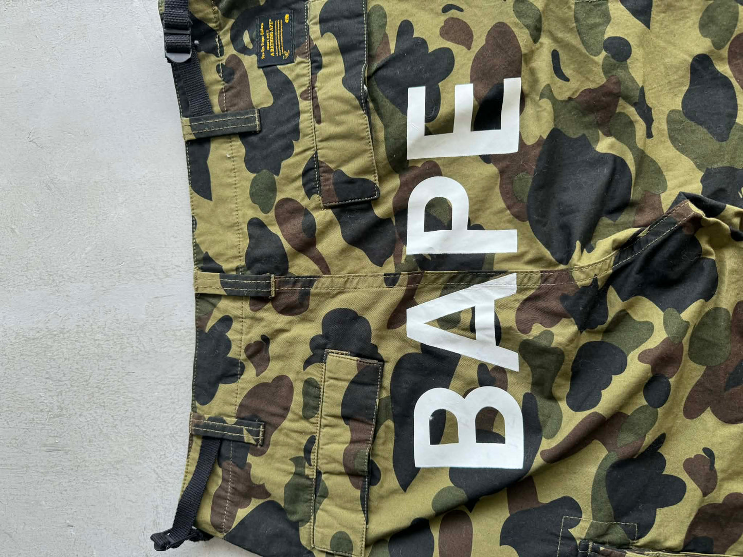 Bape 1st Camo spell out pants
