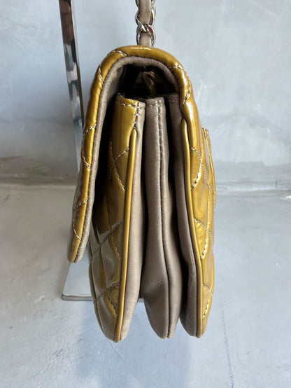 Chanel Classic Jumbo Single Flap Yellow Patent Handbag