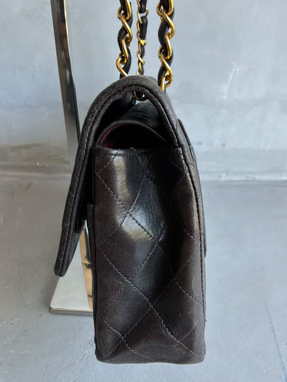 Chanel Classic Meduim Double Flap Dark Brown Shoulder Bag