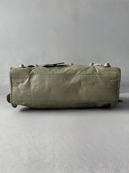 Balenciaga Classic City Pistachio on Silver Giant 21 Lambskin Bag