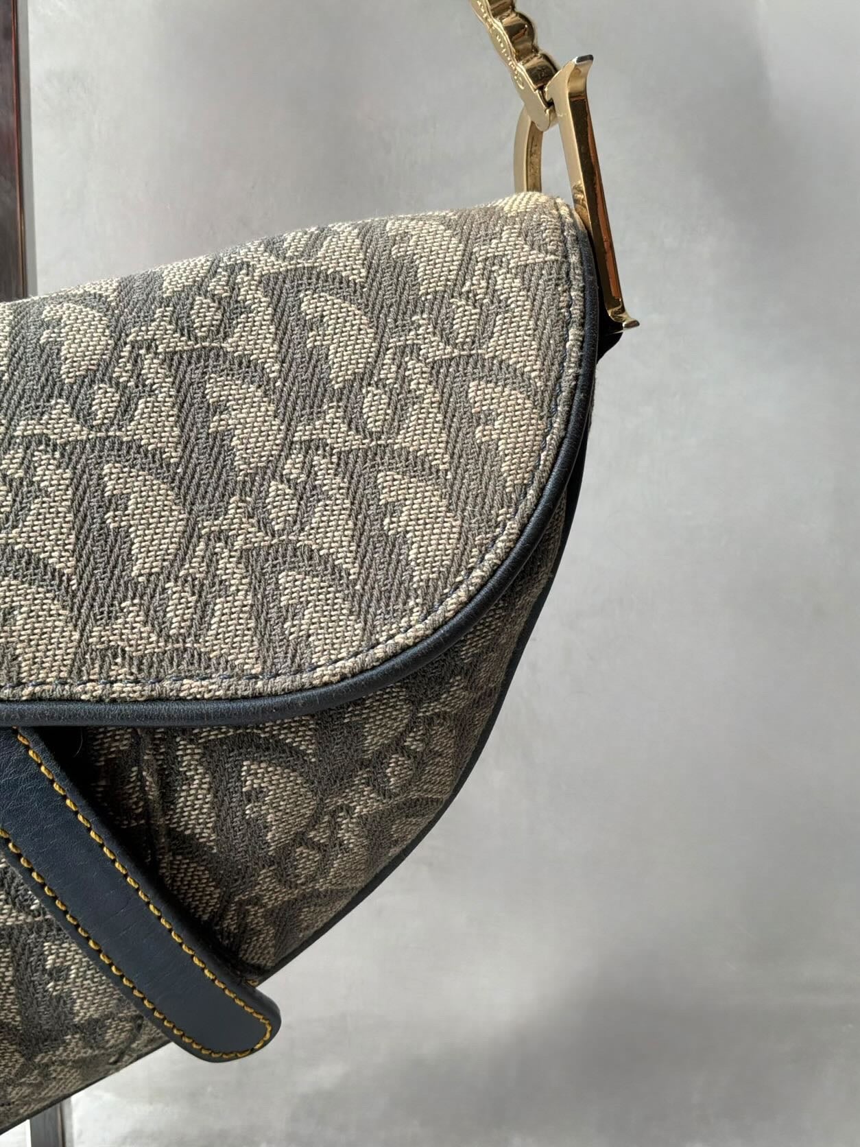 Dior Denim Monogram Saddle Bag