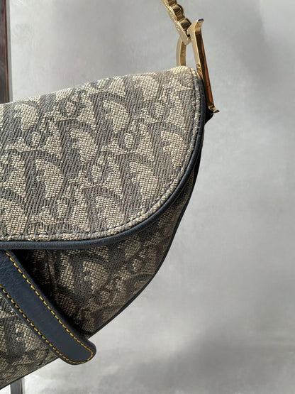Dior Denim Monogram Saddle Bag