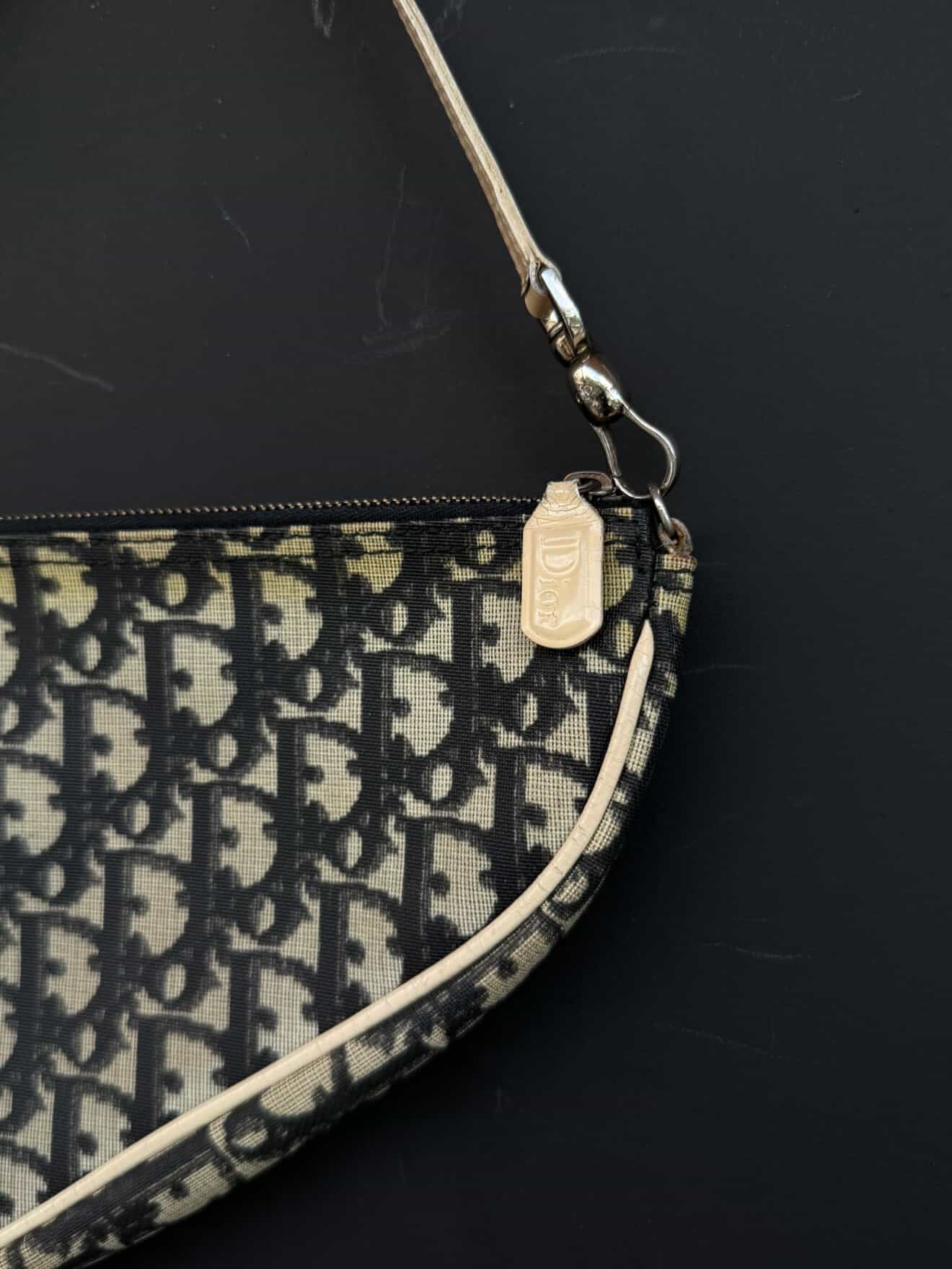 Dior Vintage B&W Monogram Saddle Bag