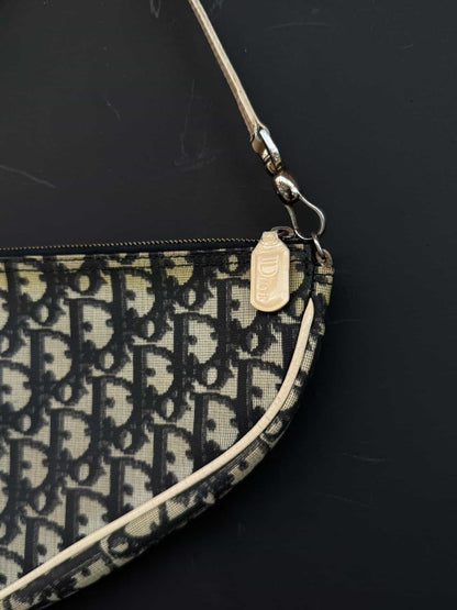 Dior Vintage B&W Monogram Saddle Bag