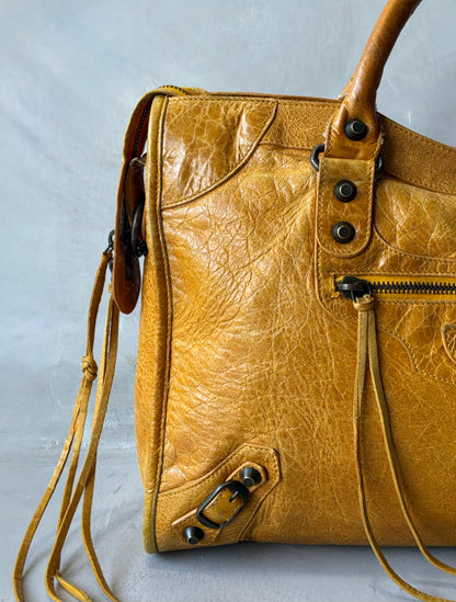 Balenciaga Classic City Yellow on Brass Lambskin Bag