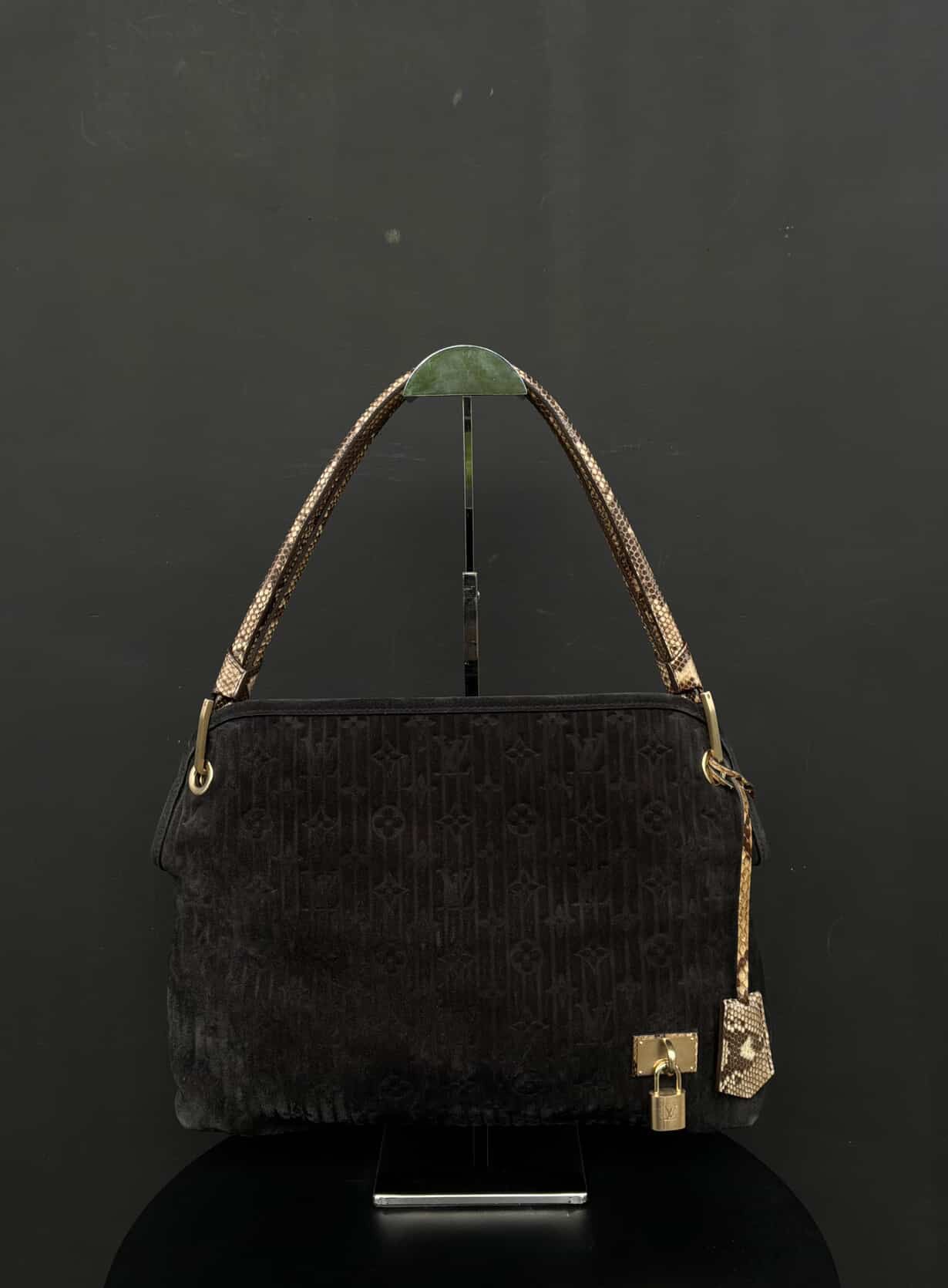 Louis Vuitton Suede Monogram Python Handle Shoulder Bag