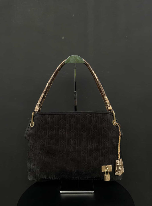 Louis Vuitton Suede Monogram Python Handle Shoulder Bag